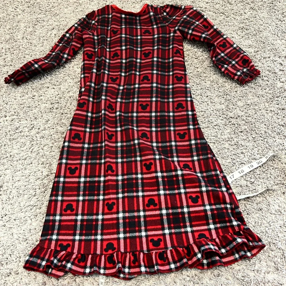 Kids Disney Mickey Mouse Plaid Fleece Nightgown Pajamas Sleepwear Size 6 girls - Picture 6 of 6